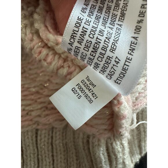 Cherokee Pink Cream Button Front Belted Long Sleeve Cardigan Girls Size XL 14/16 - Picture 5 of 6